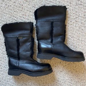 BLONDO Black Shearling Leather Boots Size 8.5 - Made in Canada -